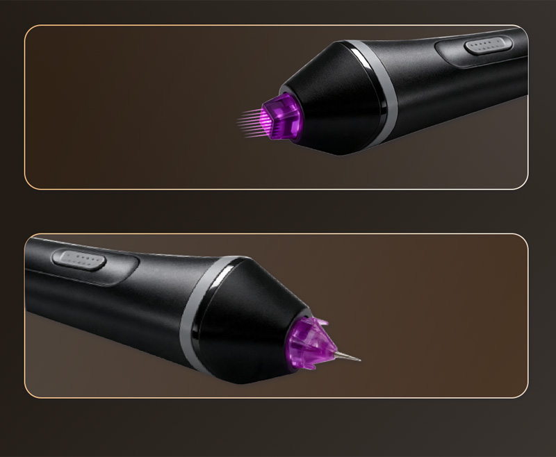 Two spark modes: fractional spark tip for broad treatment and single needle tip for precise cutting