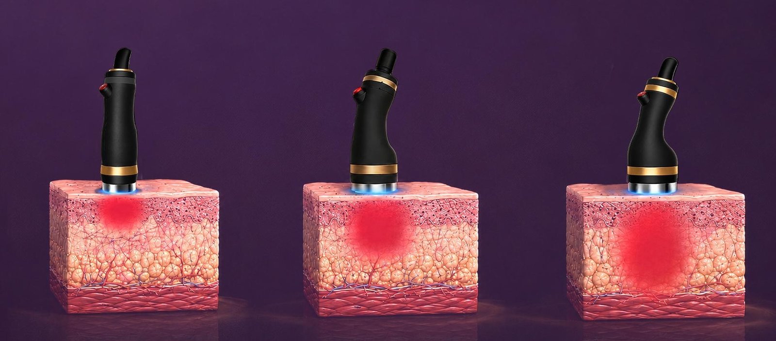Three depth-specific handpieces acting on tissue layers